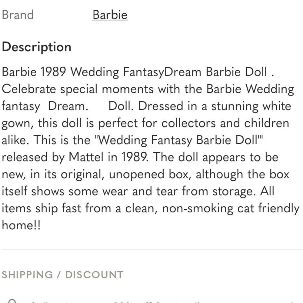 Barbie Wedding Fantasy Doll in White Dress